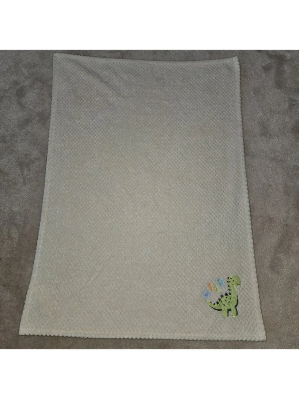 Kit + Pearl Wild Dinosaur Baby Blanket RN 72409 Ivory Fleece Waffle Weave 28x40